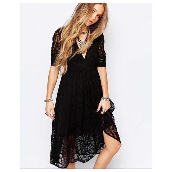 FREE PEOPLE LACE SHORT SLEEVE MIDI DRESS - Picture 5 of 5